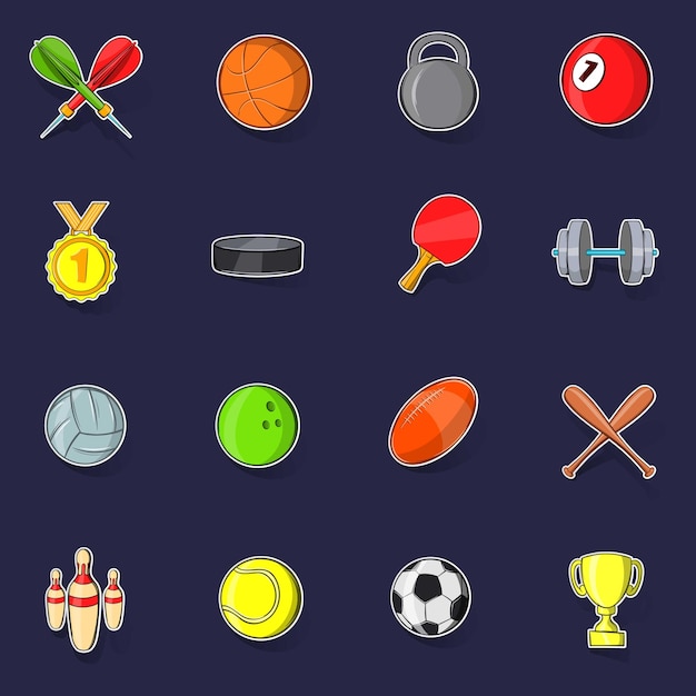 Sport icons set vector sticker