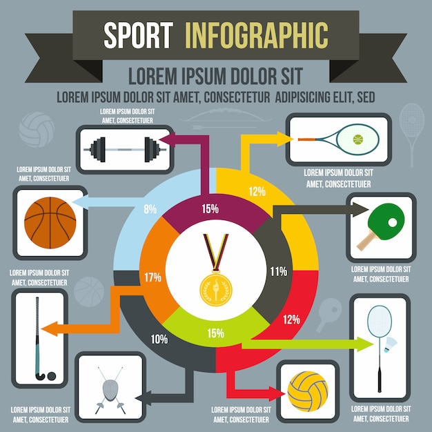 Vector sport infographic in vlakke stijl voor elk ontwerp