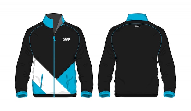 Спортивная куртка синий и черный шаблон для дизайна на белом фоне. векторная иллюстрация eps 10.