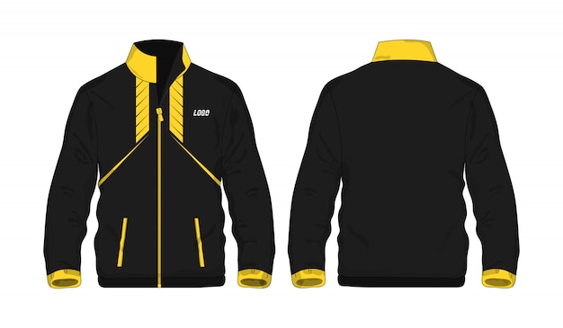 Sport jacket geel en zwart sjabloon voor ontwerp op witte achtergrond.