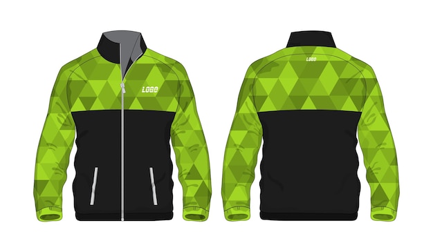 흰색 바탕에 디자인을 위한 스포츠 재킷 녹색과 검은색 템플릿. 벡터 일러스트 레이 션 Eps 10입니다.