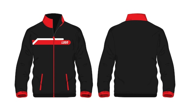 白い背景のデザインのスポーツジャケット赤と黒のテンプレートベクトルイラストeps10