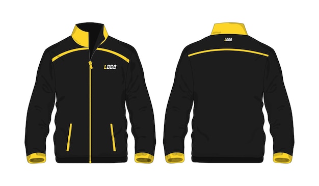 흰색 바탕에 디자인을 위한 스포츠 재킷 노란색과 검은색 템플릿. 벡터 일러스트 레이 션 Eps 10입니다.