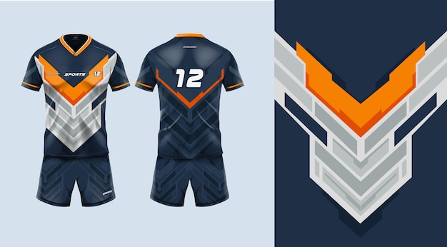 Vector sport jersey sjabloon mockup grunge abstract ontwerp voor voetbal racen gaming oranje