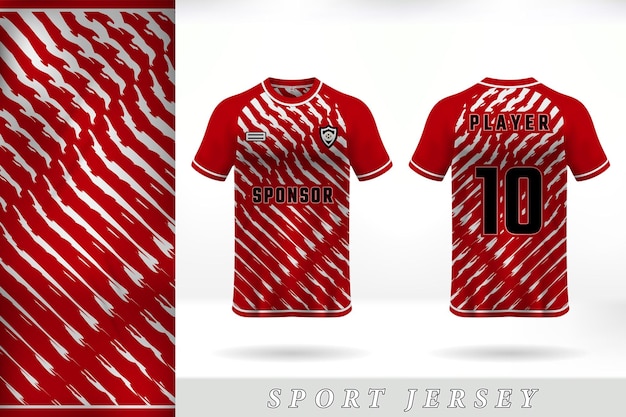 Design del modello di maglia sportiva a strisce rosse e bianche