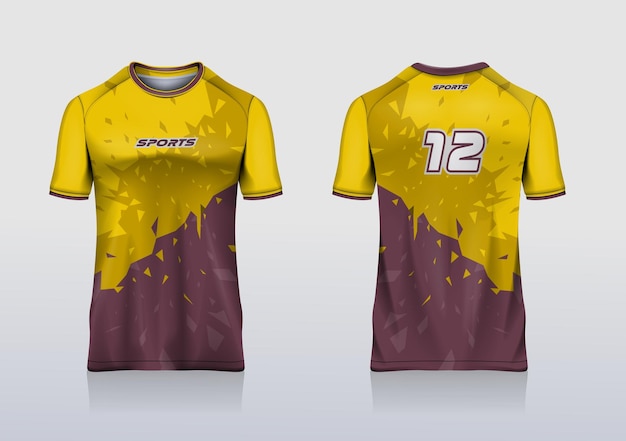 Sport jersey template mockup grunge abstract design for football soccer racing gaming gold brown