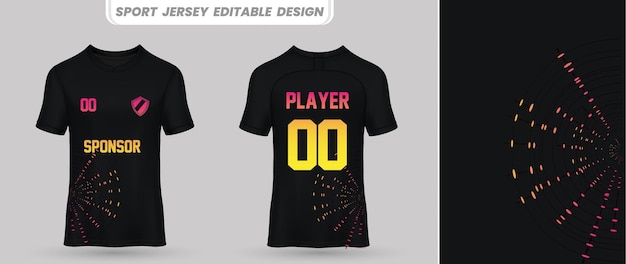 Sport jersey tshirt design with front and back view for printing