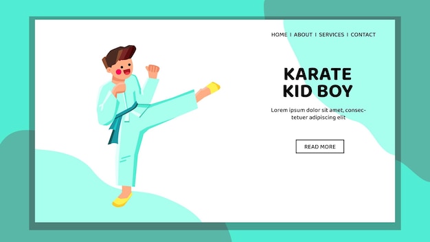 Sport karate kid boy vector