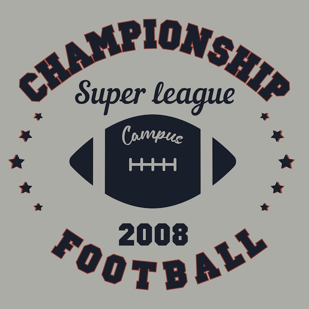 Sport label badge crest american football voor flayer poster logo of tshirt kleding kleding print met letters en bal