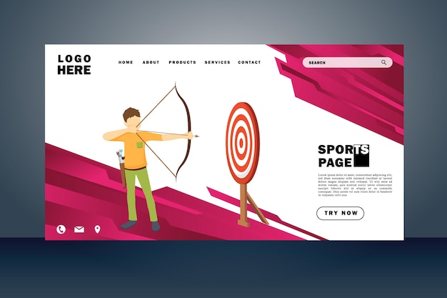 Vector sport landing page flat design