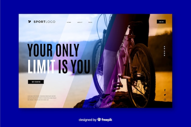 Sport landing page template with photo