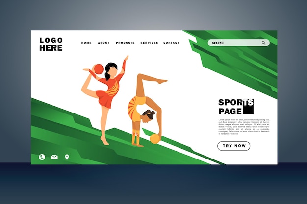 Sport landing page vlak ontwerp