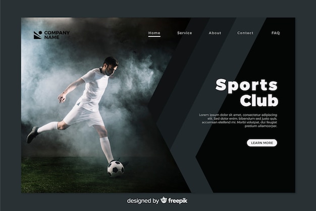 Sport landing page with photo