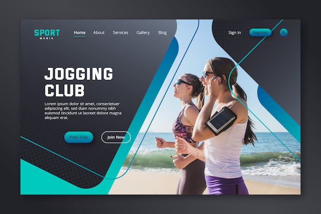 Sport landing page with photo