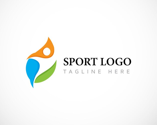 Sport logo persone astratte disegno vettoriale