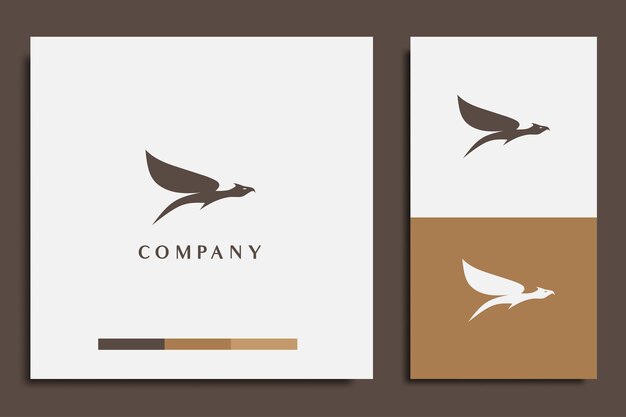 sport logo design template with eagle silhouette icon