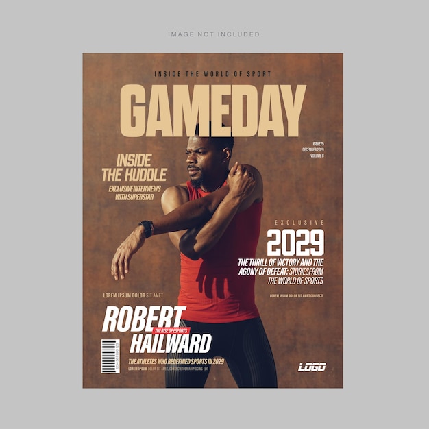 Vector sport magazine cover template fitness gym in brown style in vector eps