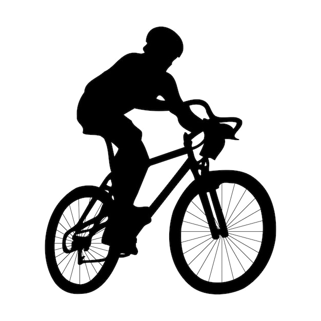 Sport Man Cycling black silhouette Vector Design