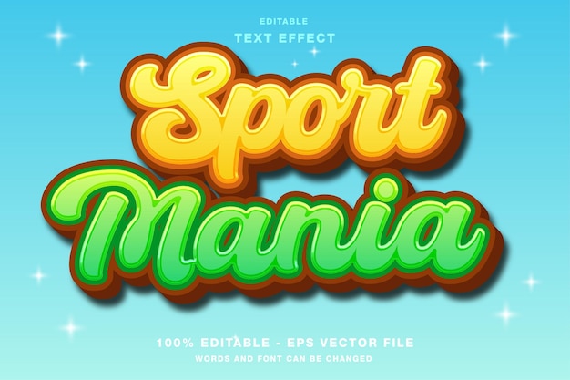 Sport mania cartoon effetto testo