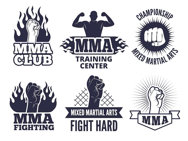 Vector sport martial labels for mma fighters