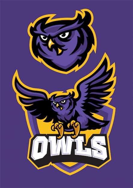 Sport mascot style of owl in set