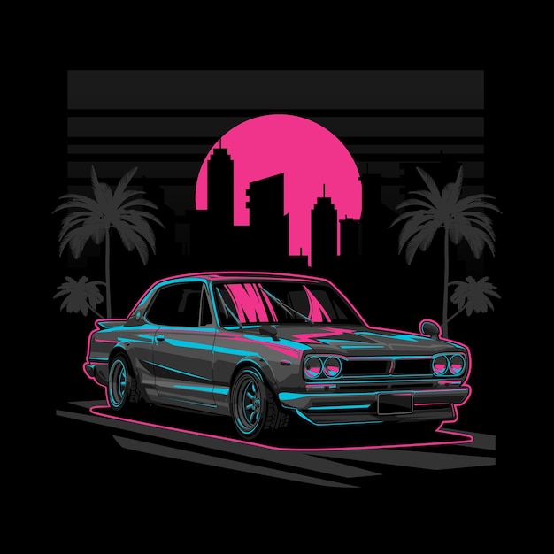 Vector sport modern car illustration road city