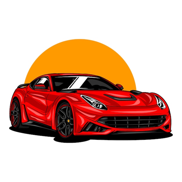 Sport modern car illustration on solid color