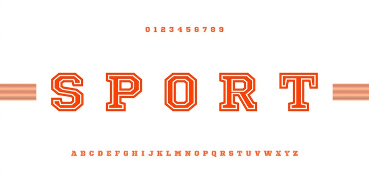 sport moderne alfabet lettertype letter en nummer