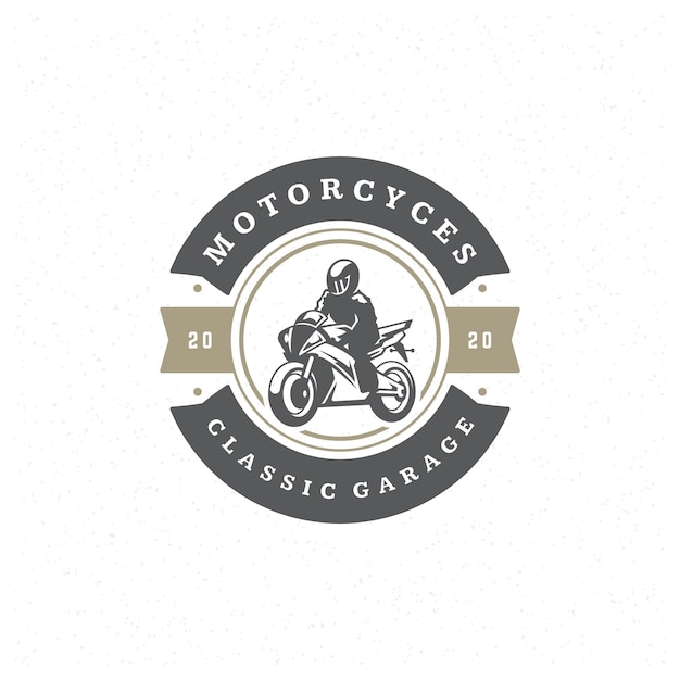 sport motorcycle logo template vector design element vintage style