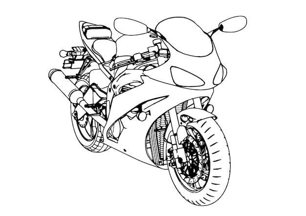 Вектор Эскиз спортивного мотоцикла на белом фоне вектор