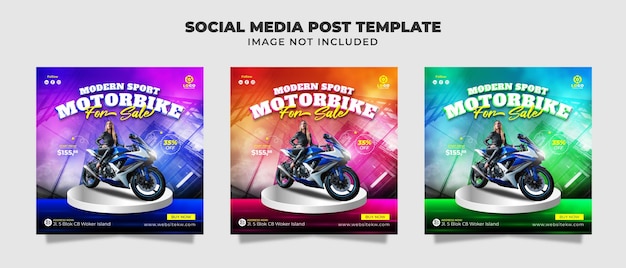 Sport Mtorbike For Sale Social Media Post Flyer And Banner Template