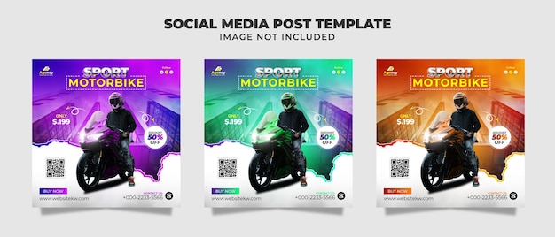 Sport mtorbike in vendita social media post flyer e modello di banner