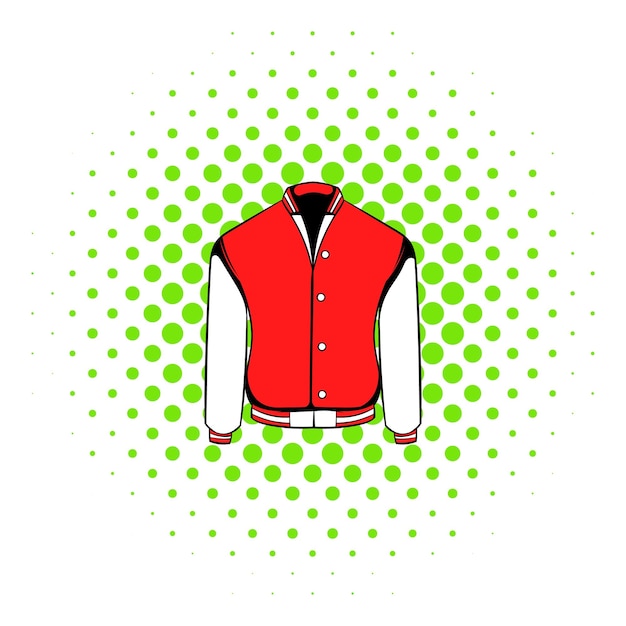 ベクトル 白い背景に分離されたコミック スタイルのスポーツまたは代表チームの赤いジャケット アイコン