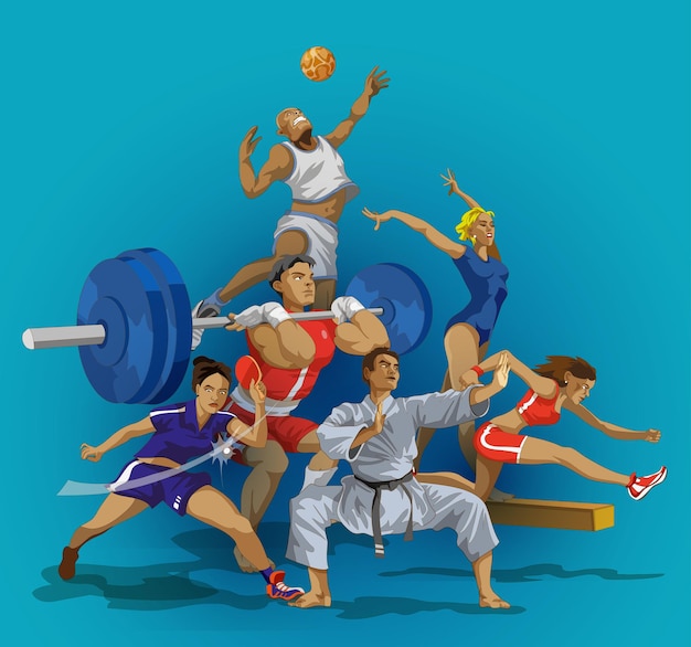 Sport people group illustration