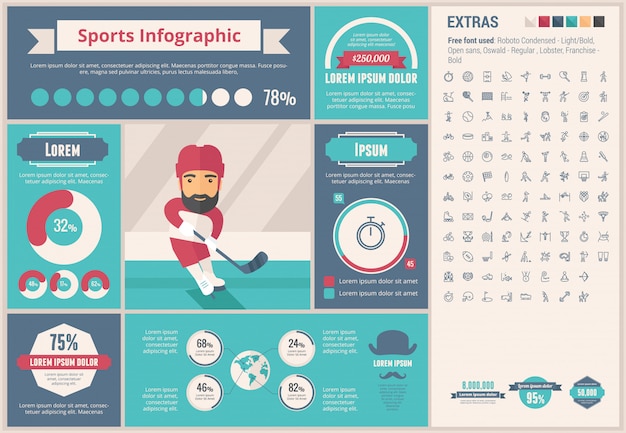 Sport plat ontwerp infographic sjabloon