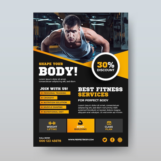 Body building design sportivo poster