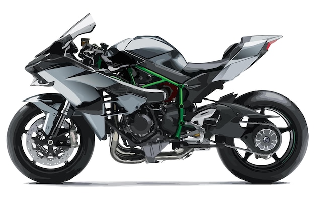 スポーツ パワー モーター レーシング バイク アート モダン グラフィック クロム シルバー ブラック グリーン デザイン アート 要素 ベクトル