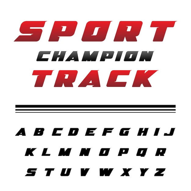 Set di alfabeti di corse sportive