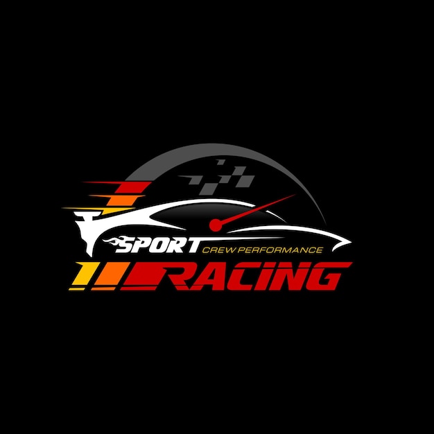 Sport race-logo-ontwerp voor autobedrijf premium vector