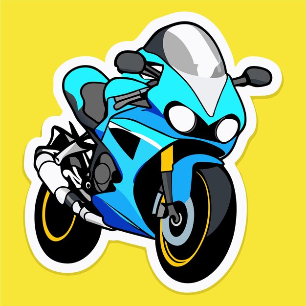 Vector sport race motorbike hand drawn flat stylish cartoon sticker icon concept isolated illustration