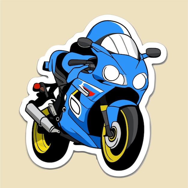 Vector sport race motorbike hand drawn flat stylish cartoon sticker icon concept isolated illustration