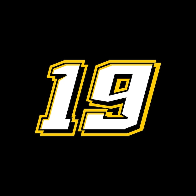 Sport Racing Number 19 logo design vector