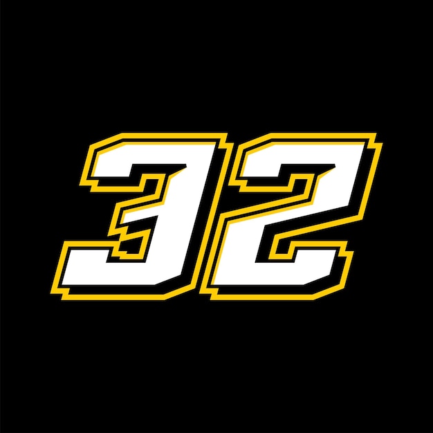 Sport Racing Number 32 logo design vector