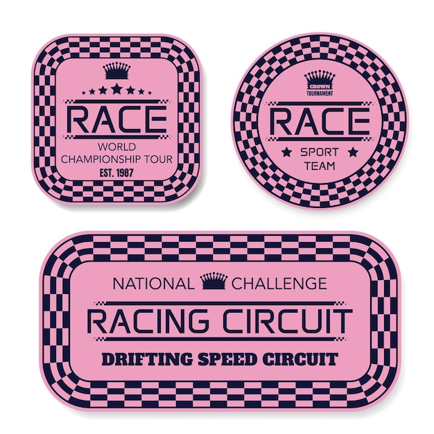 Sport racing pink tournament labels