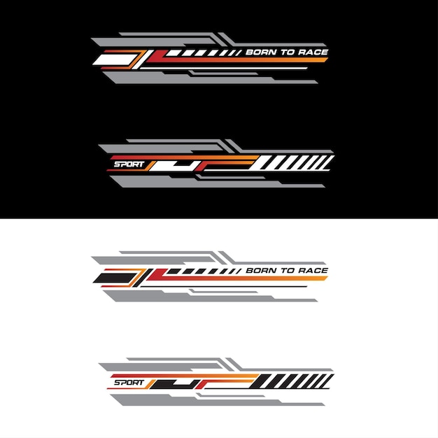 Vector sport racing stripes car stickers modification body speed and drift vinyl decal isolated