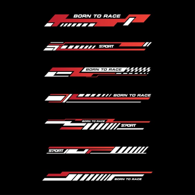 Vector sport racing stripes car stickers modification body speed and drift vinyl decal isolated