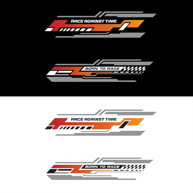 Vector sport racing stripes car stickers modification body speed and drift vinyl decal isolated