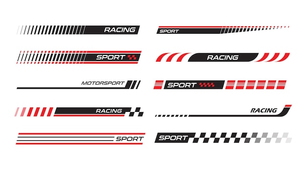 Sport racing stripes car stickers racing decals tuning race car stickers isolated set