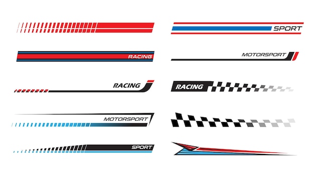 Sport racing stripes car stickers racing decals tuning race car stickers isolated set