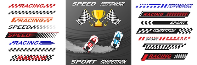 スポーツレースストライプ ターボパワー スピードとドリフト ビニールデカール